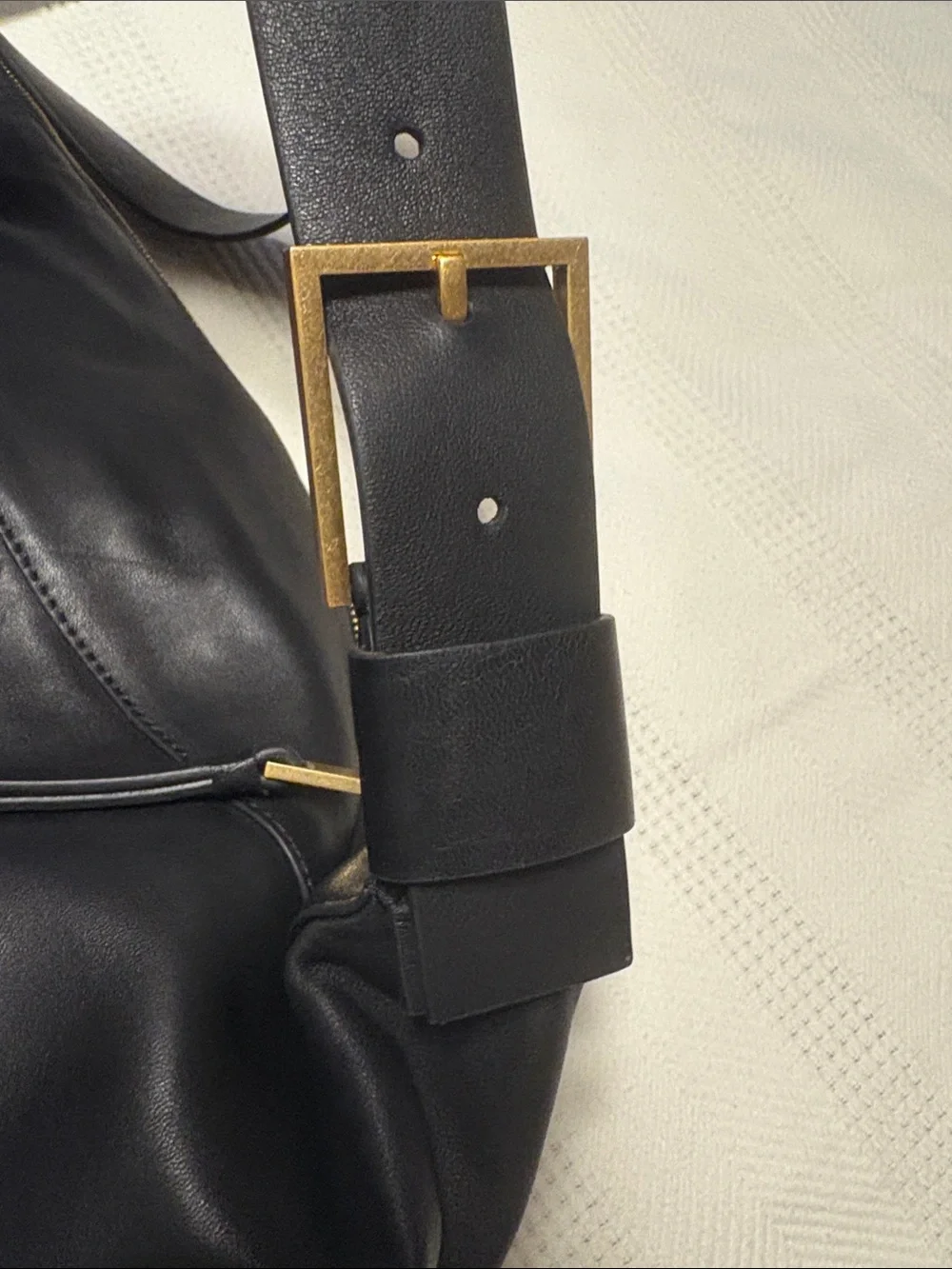 All Saints Black Leather Hobo Shoulder bag with Gold-Tone Hardware